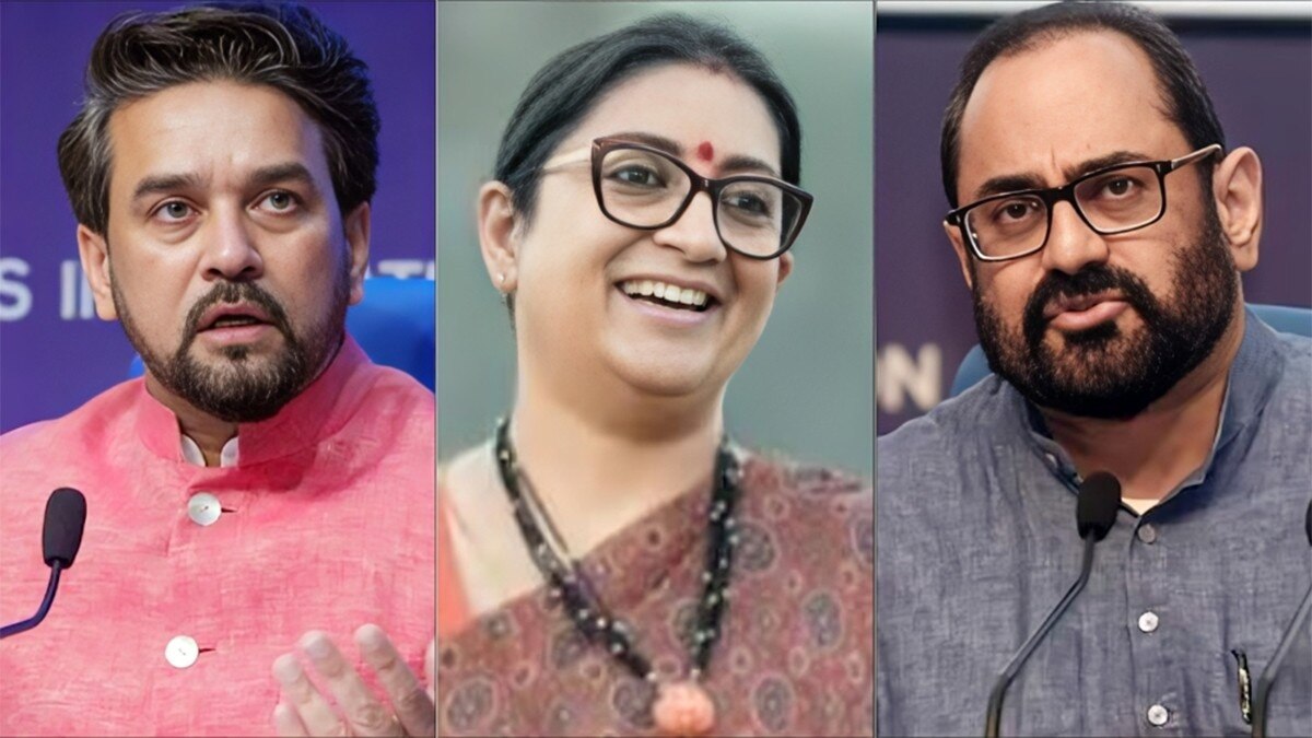 Smriti Irani was Minister of Women and Child Development and Minority Affairs, while Thakur was Minister of Youth Affairs and Sports and Chandrasekhar was MoS IT Smriti Irani was Minister of Women and Child Development and Minority Affairs, while Thakur was Minister of Youth Affairs and Sports and Chandrasekhar was MoS IT