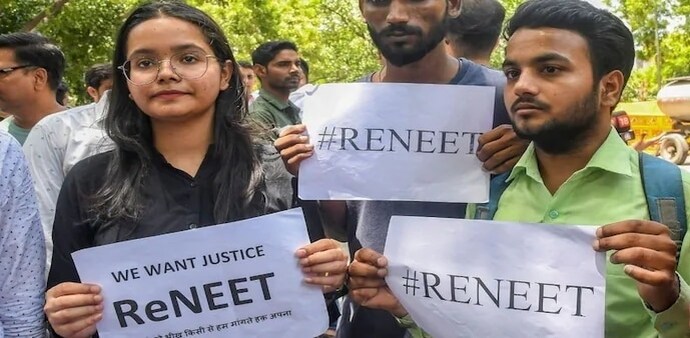 Students protesting the NEET exam issue Students protesting the NEET exam issue