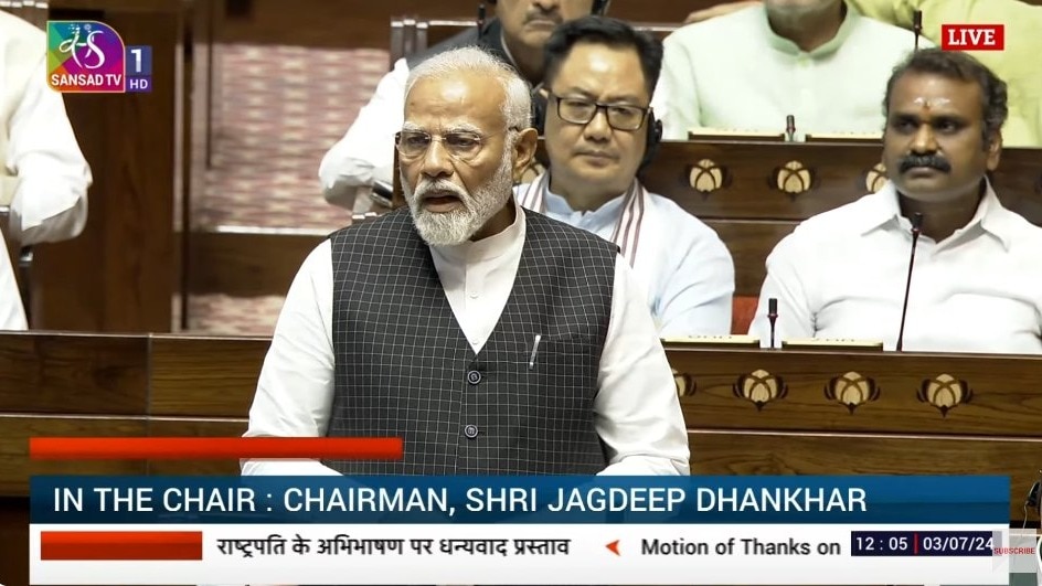 Modi gave his speech amid repeated sloganeering by the Opposition, led by Congress president Mallikarjun Kharge. Modi gave his speech amid repeated sloganeering by the Opposition, led by Congress president Mallikarjun Kharge.