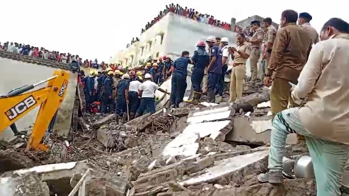 On Saturday, a woman was rescued from the debris, while 15 others sustained injuries when the building collapsed around 2:45 pm. On Saturday, a woman was rescued from the debris, while 15 others sustained injuries when the building collapsed around 2:45 pm.
