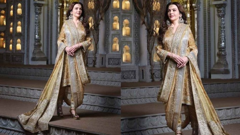 NITA AMBANI IN GOLD ZARI DRESS NITA AMBANI IN GOLD ZARI DRESS