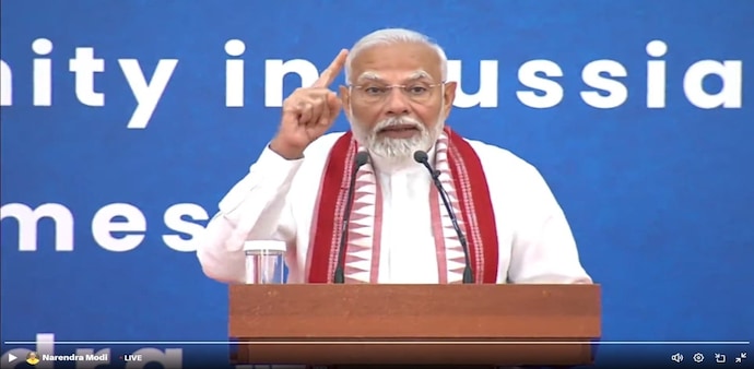 During his address to the Indian diaspora in Moscow, PM Modi raked up the success of ISRO's Chandrayaan-3 mission in August last year. During his address to the Indian diaspora in Moscow, PM Modi raked up the success of ISRO's Chandrayaan-3 mission in August last year.