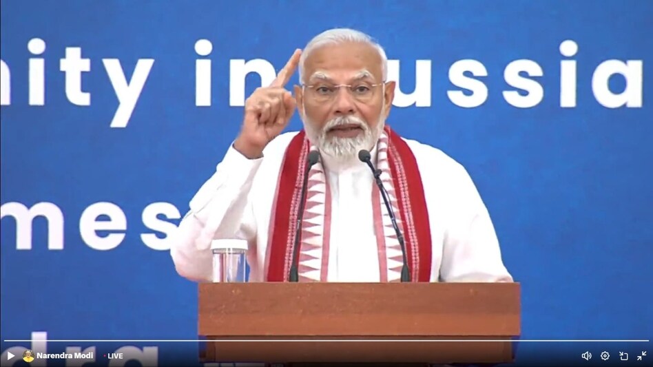 During his address to the Indian diaspora in Moscow, PM Modi raked up the success of ISRO's Chandrayaan-3 mission in August last year. During his address to the Indian diaspora in Moscow, PM Modi raked up the success of ISRO's Chandrayaan-3 mission in August last year.