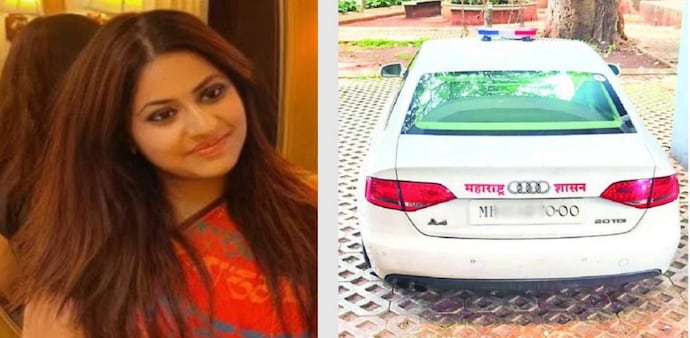 She arrived at her Washim office on Thursday in a Bolero car, a massive downgrade from the Audi with the red beacon light that she was first spotted with. She arrived at her Washim office on Thursday in a Bolero car, a massive downgrade from the Audi with the red beacon light that she was first spotted with.