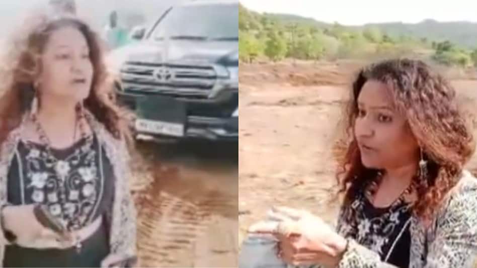 In this video, Manorama Khedkar can be seen allegedly threatening farmers in Pune's Mulshi taluka with a pistol. In this video, Manorama Khedkar can be seen allegedly threatening farmers in Pune's Mulshi taluka with a pistol.