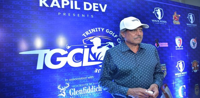 Former India cricket captain and Professional Golf Tour of India president Kapil Dev at the launch of the Trinity Golf Champions League’s second season in Delhi. Former India cricket captain and Professional Golf Tour of India president Kapil Dev at the launch of the Trinity Golf Champions League’s second season in Delhi.