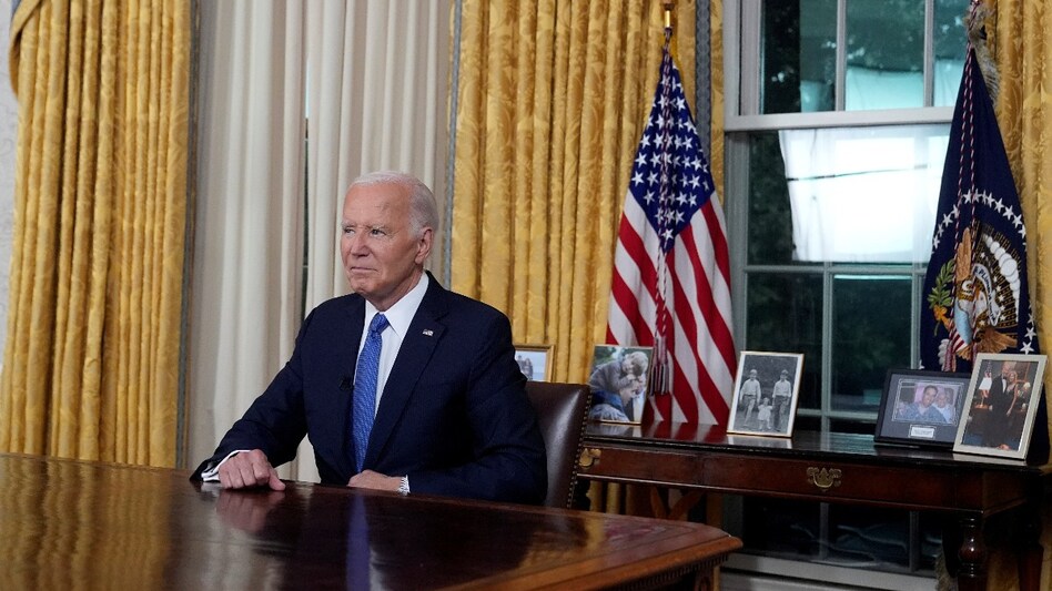 US President Joe Biden addresses the nation on his decision to end his reelection bid (PC: Reuters) US President Joe Biden addresses the nation on his decision to end his reelection bid (PC: Reuters)