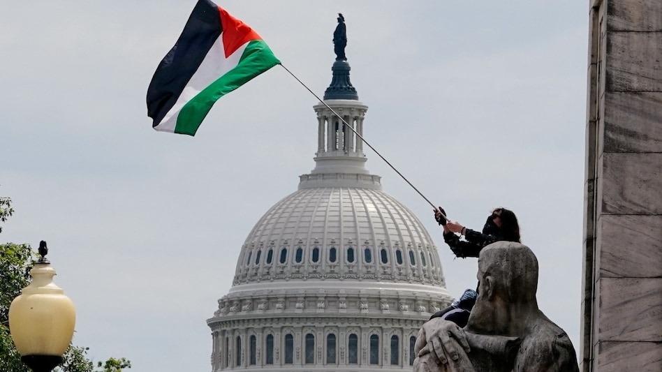 'Kamala Harris supporters': Anti-semitic protesters burn US flag, raise Palestinian flag at Union Station in Washington DC 'Kamala Harris supporters': Anti-semitic protesters burn US flag, raise Palestinian flag at Union Station in Washington DC