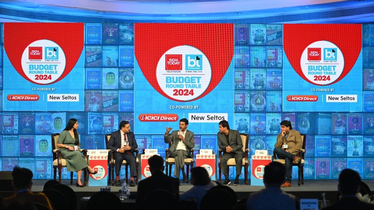 Dhirendra Kumar of Value Research, Vijay Kedia of Kedia Securities, and Ashu Madan of JM Financial Services at India Today-Business Today Budget Round Table 2024. Dhirendra Kumar of Value Research, Vijay Kedia of Kedia Securities, and Ashu Madan of JM Financial Services at India Today-Business Today Budget Round Table 2024.