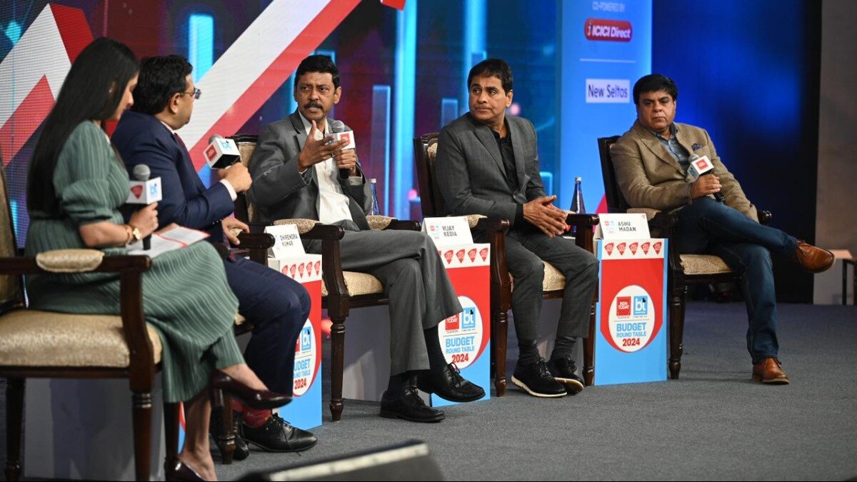 Dhirendra Kumar of Value Research, Vijay Kedia of Kedia Securities, and Ashu Madan of JM Financial Services at India Today-Business Today Budget Round Table 2024. Dhirendra Kumar of Value Research, Vijay Kedia of Kedia Securities, and Ashu Madan of JM Financial Services at India Today-Business Today Budget Round Table 2024.