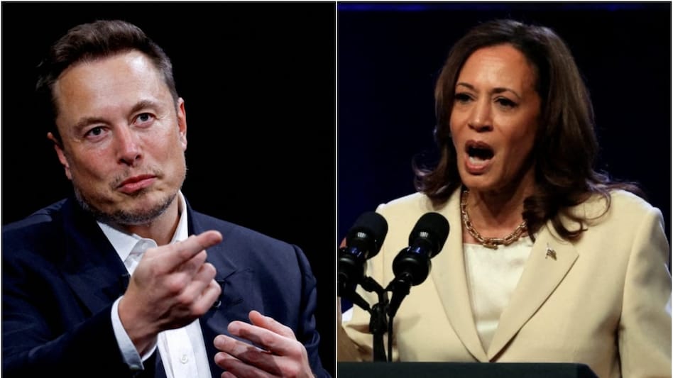 Tesla CEO and X owner Elon Musk (left), US Vice President Kamala Harris (right). (Images: Reuters) Tesla CEO and X owner Elon Musk (left), US Vice President Kamala Harris (right). (Images: Reuters)