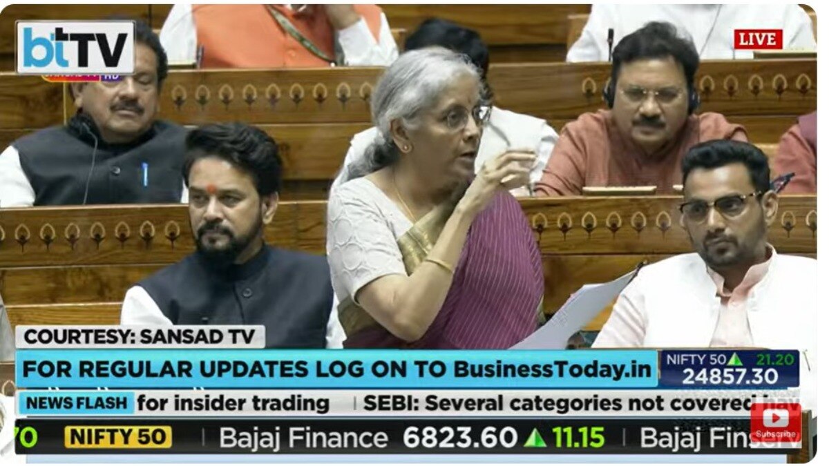 Finance Minister Nirmala Sitharaman during her Key Budget Reply in Lok Sabha on Tuesday. Finance Minister Nirmala Sitharaman during her Key Budget Reply in Lok Sabha on Tuesday.