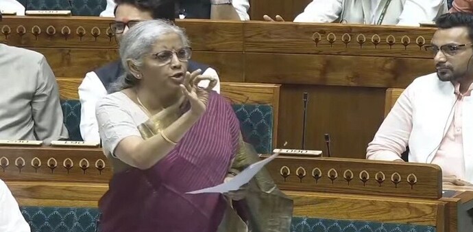 Finance Minister Nirmala Sitharaman in Lok Sabha Finance Minister Nirmala Sitharaman in Lok Sabha