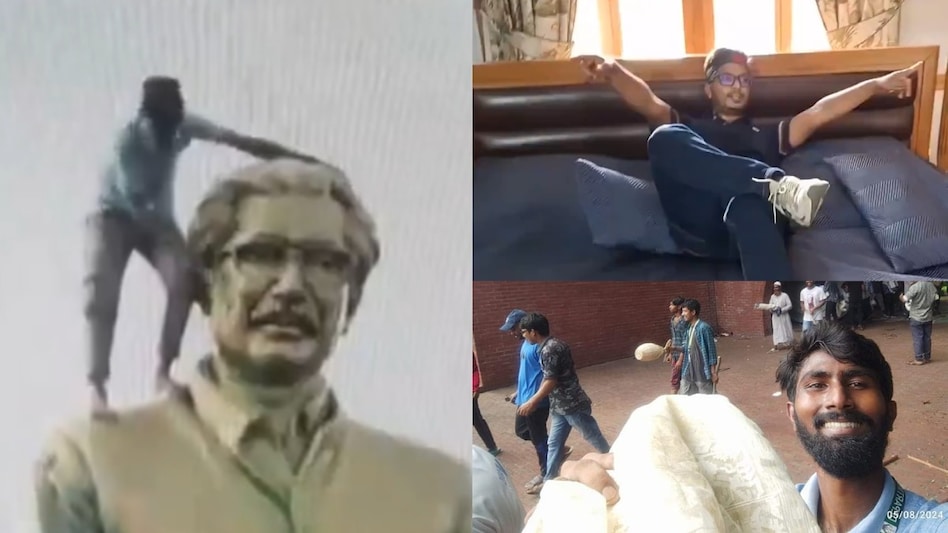 Bangladesh's Channel24 broadcast footage of ecstatic protesters breaking into Hasina's official residence in Dhaka, with some waving to the camera as they streamed into the compound. Bangladesh's Channel24 broadcast footage of ecstatic protesters breaking into Hasina's official residence in Dhaka, with some waving to the camera as they streamed into the compound.