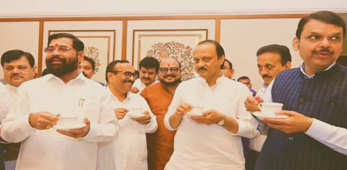 Ajit Pawar with Eknath Shinde and Devendra Fadnavis Ajit Pawar with Eknath Shinde and Devendra Fadnavis