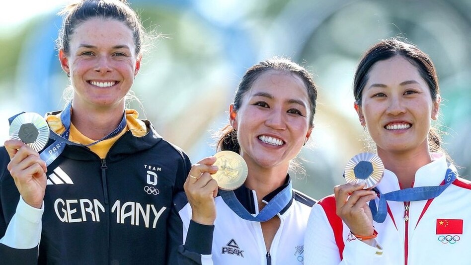 The Paris Olympic women’s golf podium (from left) silver winner Esther Henseleit of Germany, event champion Lydia Ko of New Zealand and bronze medallist Janet Xiyu Lin of China. Image courtesy Olympic Golf/X. The Paris Olympic women’s golf podium (from left) silver winner Esther Henseleit of Germany, event champion Lydia Ko of New Zealand and bronze medallist Janet Xiyu Lin of China. Image courtesy Olympic Golf/X.