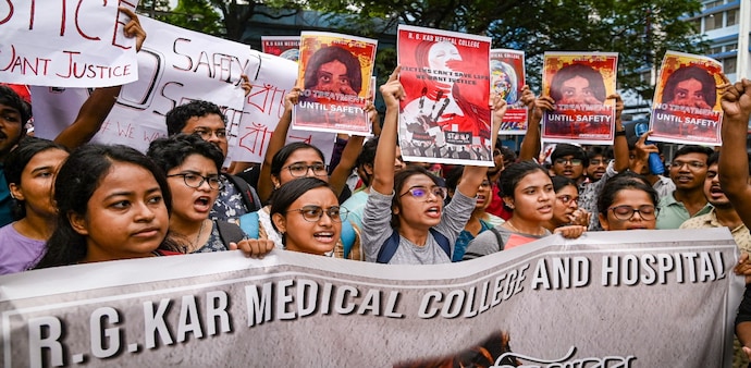 A 31-year-old trainee doctor was raped and murdered inside a seminar hall at RG Kar Medical College and Hospital on August 9. A 31-year-old trainee doctor was raped and murdered inside a seminar hall at RG Kar Medical College and Hospital on August 9.