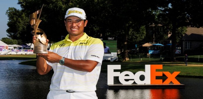 Japan’s Hideki Matsuyama with the FedEx St Jude Championship trophy in Memphis on Sunday. Image courtesy PGA Tour/Getty Images. Japan’s Hideki Matsuyama with the FedEx St Jude Championship trophy in Memphis on Sunday. Image courtesy PGA Tour/Getty Images.