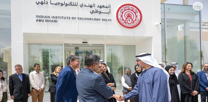 Sheikh Khaled bin Mohamed bin Zayed Al Nahyan, the Crown Prince of Abu Dhabi, opened the Indian Institute of Technology (IIT) Delhi Abu Dhabi campus on September 4. (Photo courtesy: @dpradhanbjp) Sheikh Khaled bin Mohamed bin Zayed Al Nahyan, the Crown Prince of Abu Dhabi, opened the Indian Institute of Technology (IIT) Delhi Abu Dhabi campus on September 4. (Photo courtesy: @dpradhanbjp)