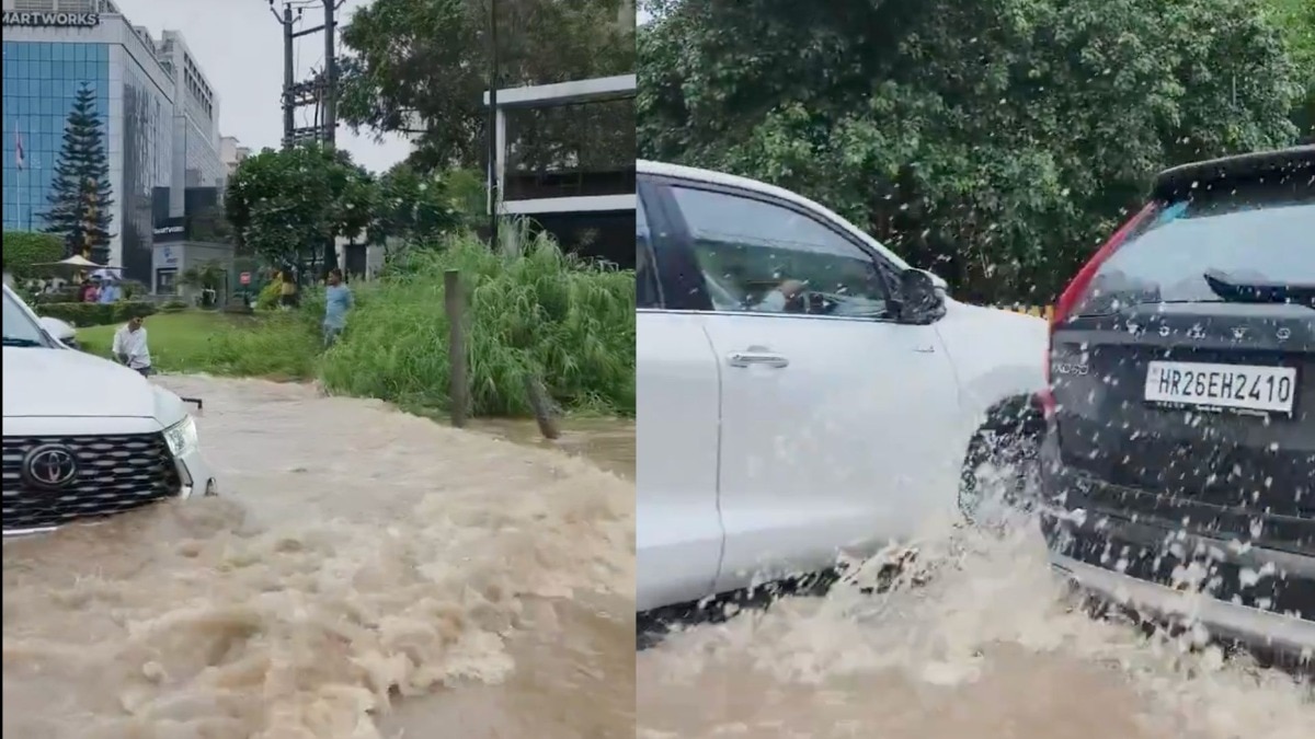 Sea facing Gurugram 100 cr flat? Resident shares video as luxury cars pass through waterlogged roads