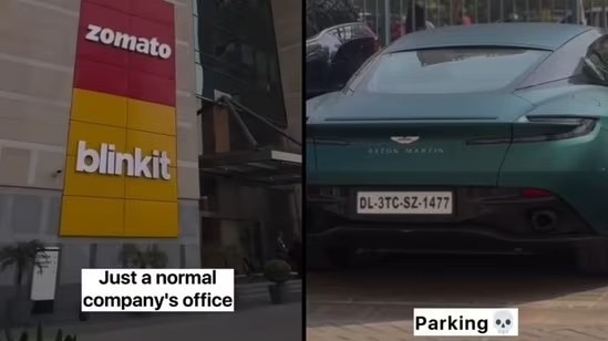 Luxury cars lined up at Zomato and Blinkit offices' parking; see viral video here Luxury cars lined up at Zomato and Blinkit offices' parking; see viral video here