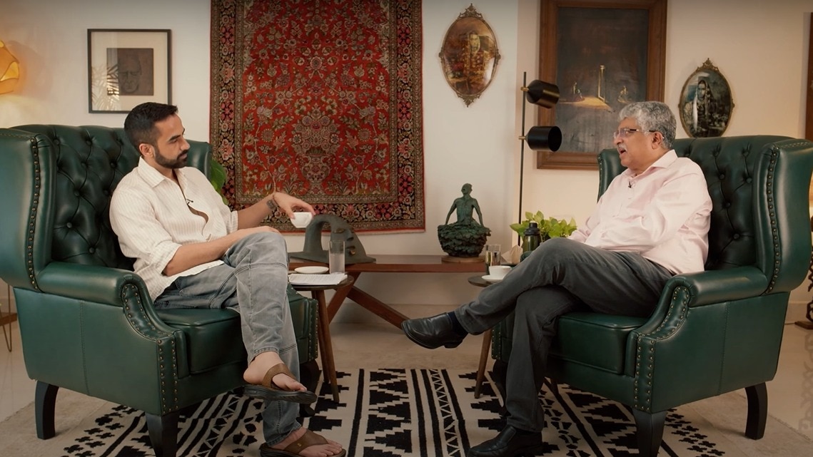 Nandan Nilekani speaks to Nikhil Kamath on his podcast 'People by WTF' Nandan Nilekani speaks to Nikhil Kamath on his podcast 'People by WTF'
