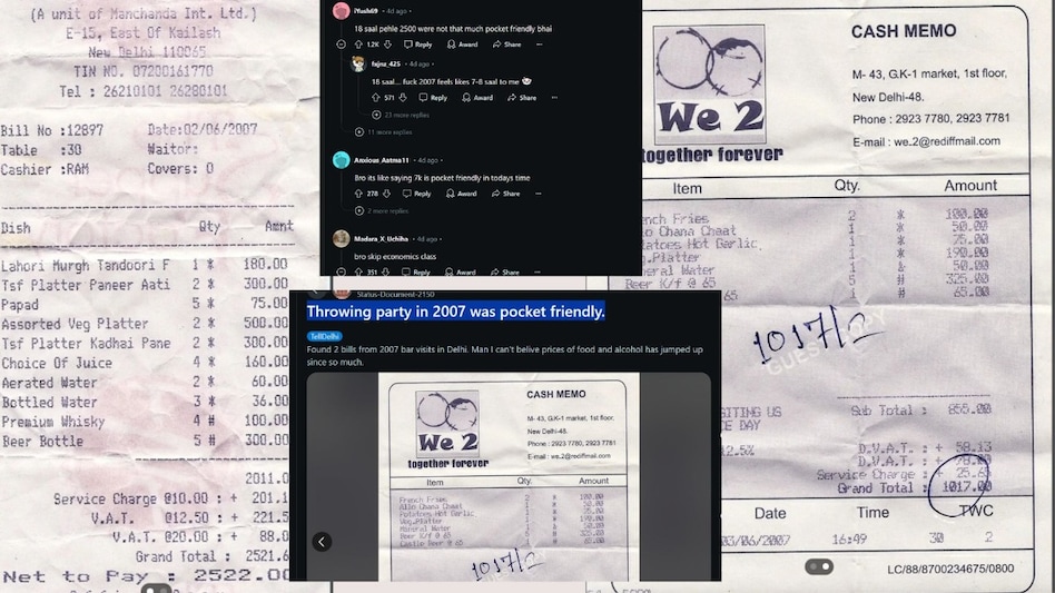 Redditor shares party bill from 2007 (r/delhi) Redditor shares party bill from 2007 (r/delhi)