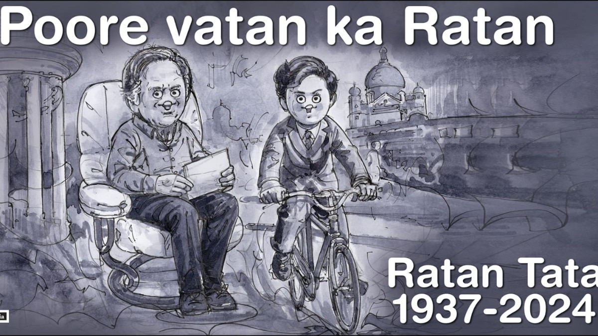 Amul shared a poignant black-and-white illustration on Instagram that perfectly captured the essence of Ratan Tata’s larger-than-life influence. Amul shared a poignant black-and-white illustration on Instagram that perfectly captured the essence of Ratan Tata’s larger-than-life influence.