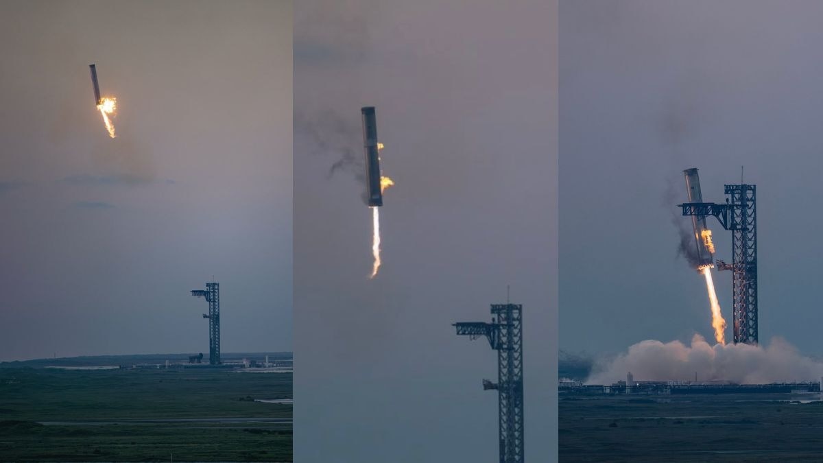 SpaceX Mechazilla catches rocket midair SpaceX Mechazilla catches rocket midair