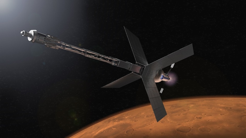Illustration of a Mars transit habitat and nuclear propulsion system that could one day take astronauts to Mars. (Photo credit: NASA) Illustration of a Mars transit habitat and nuclear propulsion system that could one day take astronauts to Mars. (Photo credit: NASA)