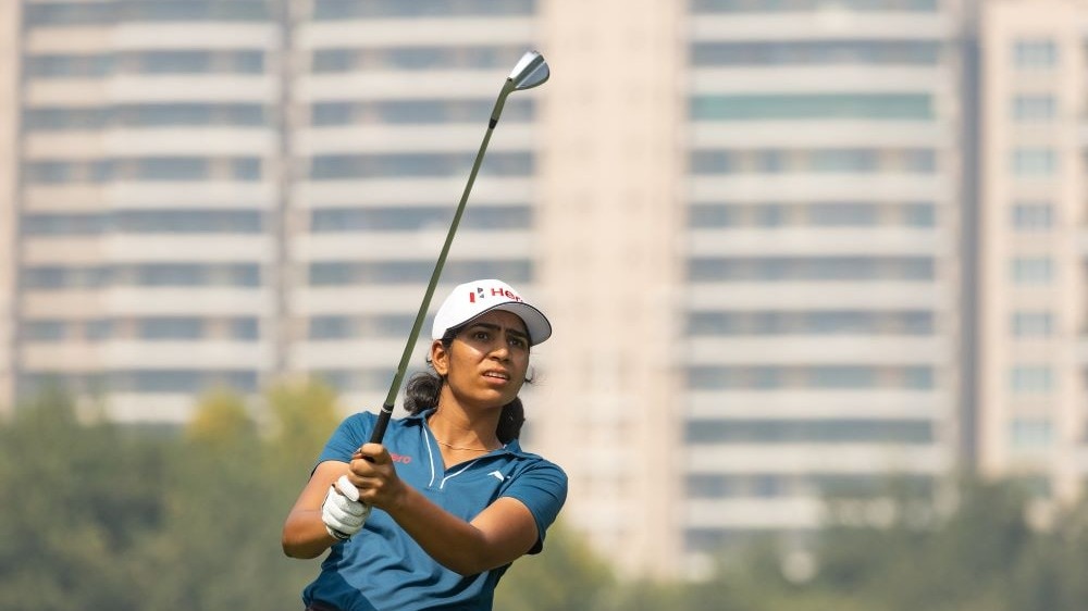 India’s top-ranked player at the Women’s Indian Open Diksha Dagar in action during a practice round ahead of the tournament’s 16th edition which tees off at the DLF Golf and Country Club in Gurgaon on Thursday. Image courtesy HWIO.