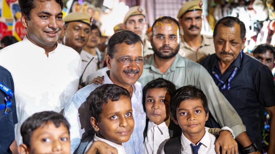 AAP National Convenor Arvind Kejriwal with children during his padyatra at Mehrauli, in New Delhi. (PTI Photo) AAP National Convenor Arvind Kejriwal with children during his padyatra at Mehrauli, in New Delhi. (PTI Photo)