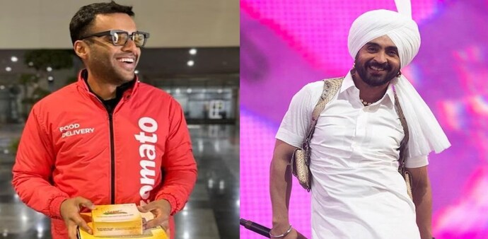 Zomato CEO Deepinder Goyal and Diljit Dosanjh Zomato CEO Deepinder Goyal and Diljit Dosanjh