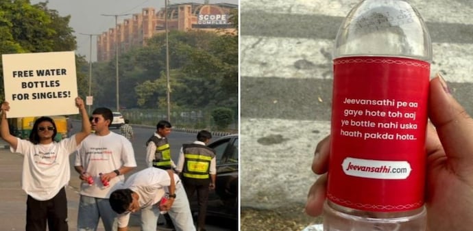 Singles attending the concert were in for a unique surprise. Volunteers from Jeevansathi.com, a popular matrimonial site, were stationed outside the venue, handing out water bottles – but not to everyone. Singles attending the concert were in for a unique surprise. Volunteers from Jeevansathi.com, a popular matrimonial site, were stationed outside the venue, handing out water bottles – but not to everyone.