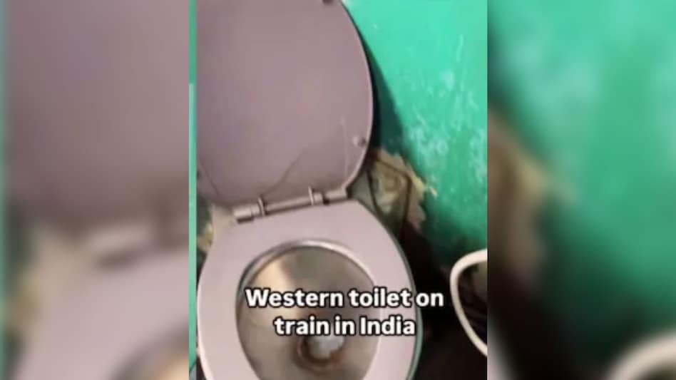 In a viral video, a woman named Irina Moreno shared the condition of a train toilet in India. In a viral video, a woman named Irina Moreno shared the condition of a train toilet in India.