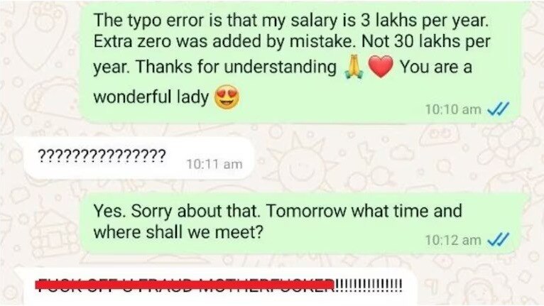'She is a gold digger': Netizens react after woman abuses matrimonial match after he says 'his salary is Rs 3 lakh and not Rs 30 lakhs'. But there is a twist...