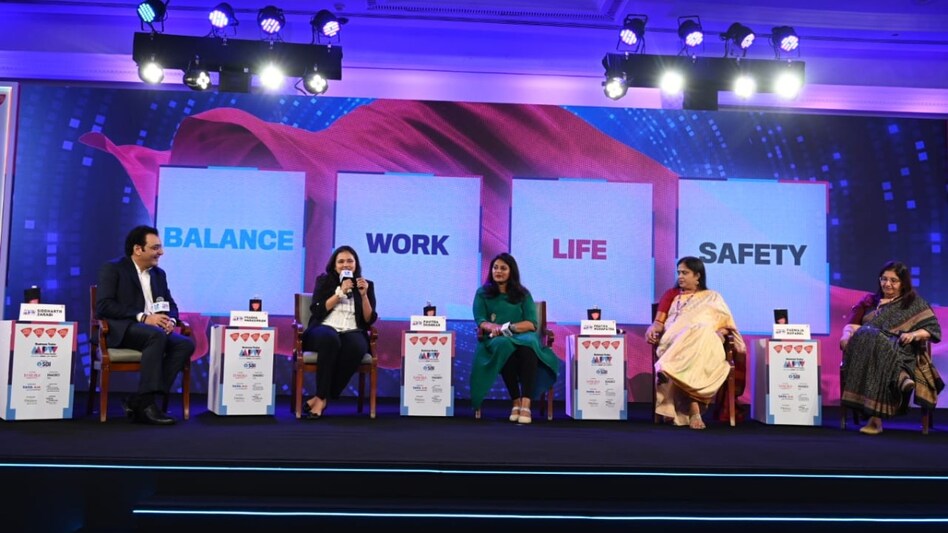 The speaker panel of Prabha Narasimhan, Pavitra Shankar, Prativa Mohapatra, and Padmaja Ruparel, in conversation with Business Today Editor Siddharth Zarabi at BT MPW annual event. The speaker panel of Prabha Narasimhan, Pavitra Shankar, Prativa Mohapatra, and Padmaja Ruparel, in conversation with Business Today Editor Siddharth Zarabi at BT MPW annual event.