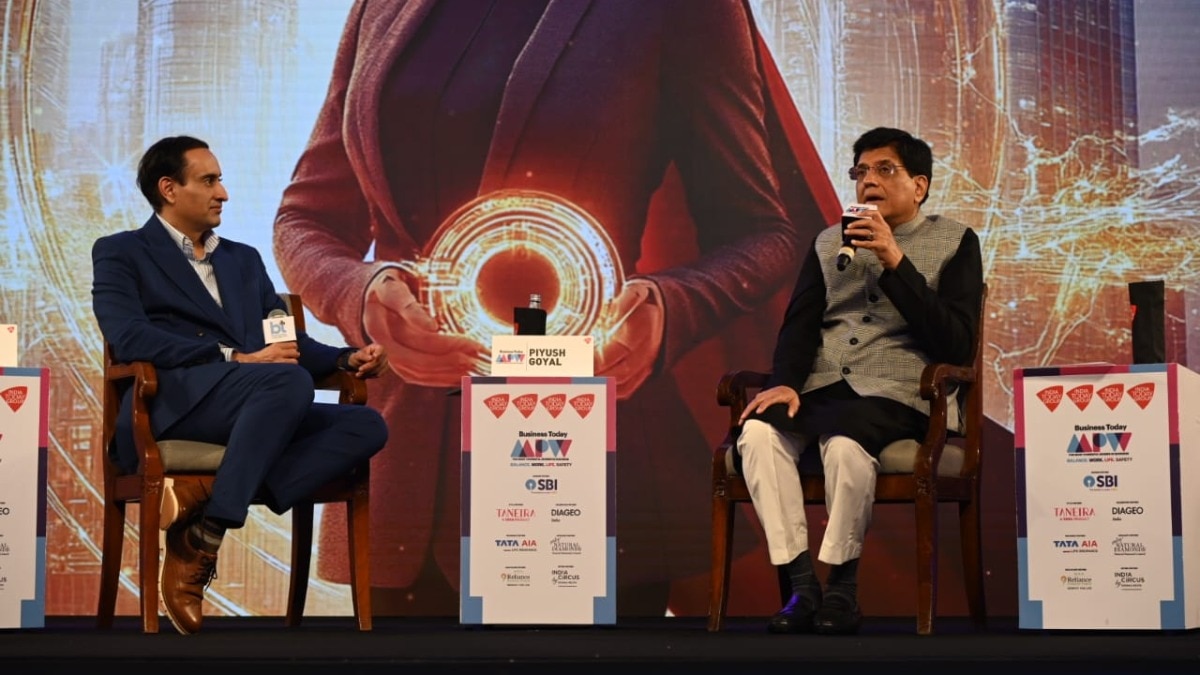 Union Minister of Commerce & Industry Piyush Goyal with Rahul Kanwal, News Director, India Today and Aajtak on Friday. Union Minister of Commerce & Industry Piyush Goyal with Rahul Kanwal, News Director, India Today and Aajtak on Friday.