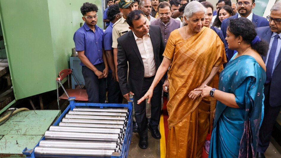 Union Finance Minister Nirmala Sitharaman during her visit to M/s Sai Ram Engineering, an MSME located in Peenya Industrial Area of Bengaluru on November 9. Union Finance Minister Nirmala Sitharaman during her visit to M/s Sai Ram Engineering, an MSME located in Peenya Industrial Area of Bengaluru on November 9.