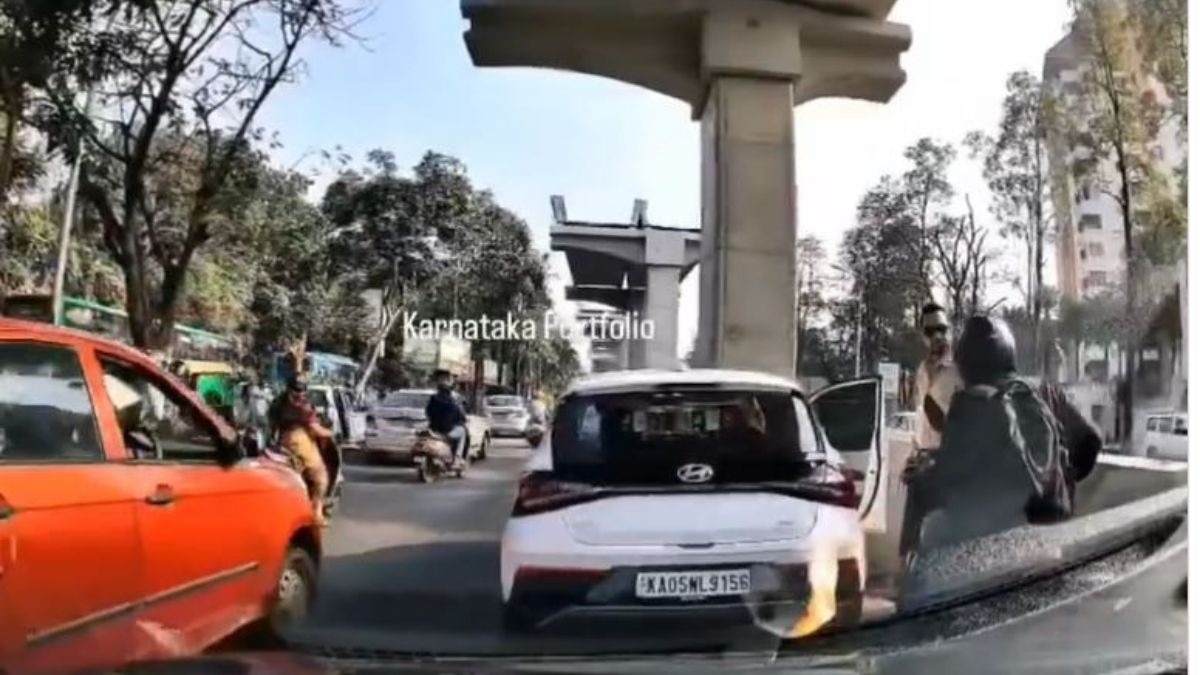 This minor collision infuriated the car driver, which eventually led to a heated argument between the two on the busy street. This minor collision infuriated the car driver, which eventually led to a heated argument between the two on the busy street.