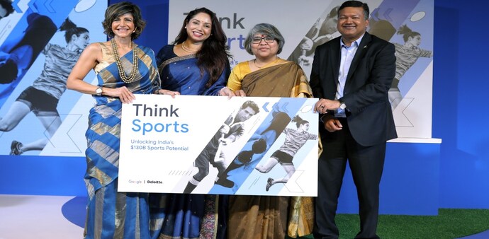 L-R: Mandira Bedi; Roma Datta Chobey, MD (Interim Country Lead), Google India; Sujata Chaturvedi, IAS, Secretary (Sports), Ministry of Youth Affairs & Sports, Govt. of India; Romal Shetty, CEO, Deloitte South Asia L-R: Mandira Bedi; Roma Datta Chobey, MD (Interim Country Lead), Google India; Sujata Chaturvedi, IAS, Secretary (Sports), Ministry of Youth Affairs & Sports, Govt. of India; Romal Shetty, CEO, Deloitte South Asia