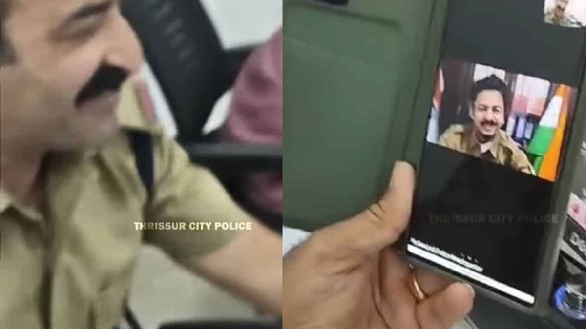 A video circulating online shows a Kerala police officer advising a cyber fraudster who was pretending to be a policeman. A video circulating online shows a Kerala police officer advising a cyber fraudster who was pretending to be a policeman.