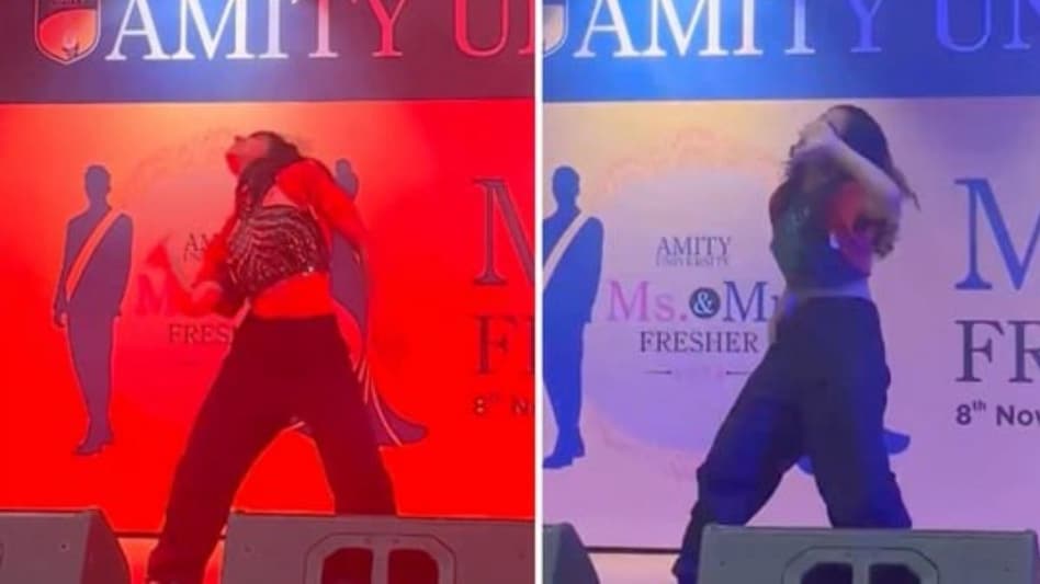 The 30-second video shows the student dancing to the song "Dil Dooba," during which she takes off her t-shirt to reveal another top underneath The 30-second video shows the student dancing to the song "Dil Dooba," during which she takes off her t-shirt to reveal another top underneath