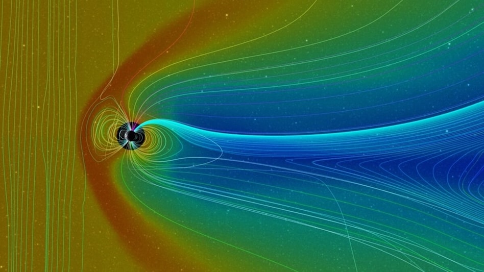 The Earth’s magnetic field is vital for life on the planet. It acts as an invisible shield, extending from the core out into space, protecting the Earth from solar wind, a stream of charged particles emitted by the Sun. The Earth’s magnetic field is vital for life on the planet. It acts as an invisible shield, extending from the core out into space, protecting the Earth from solar wind, a stream of charged particles emitted by the Sun.