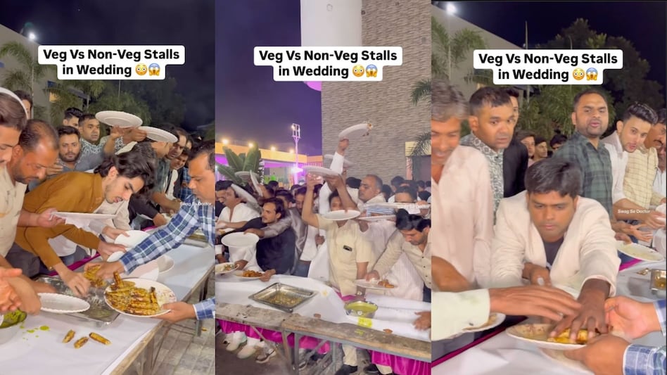 One particularly determined guest is even seen grabbing an entire tray of kebabs. (@swagsedoctorofficial) One particularly determined guest is even seen grabbing an entire tray of kebabs. (@swagsedoctorofficial)