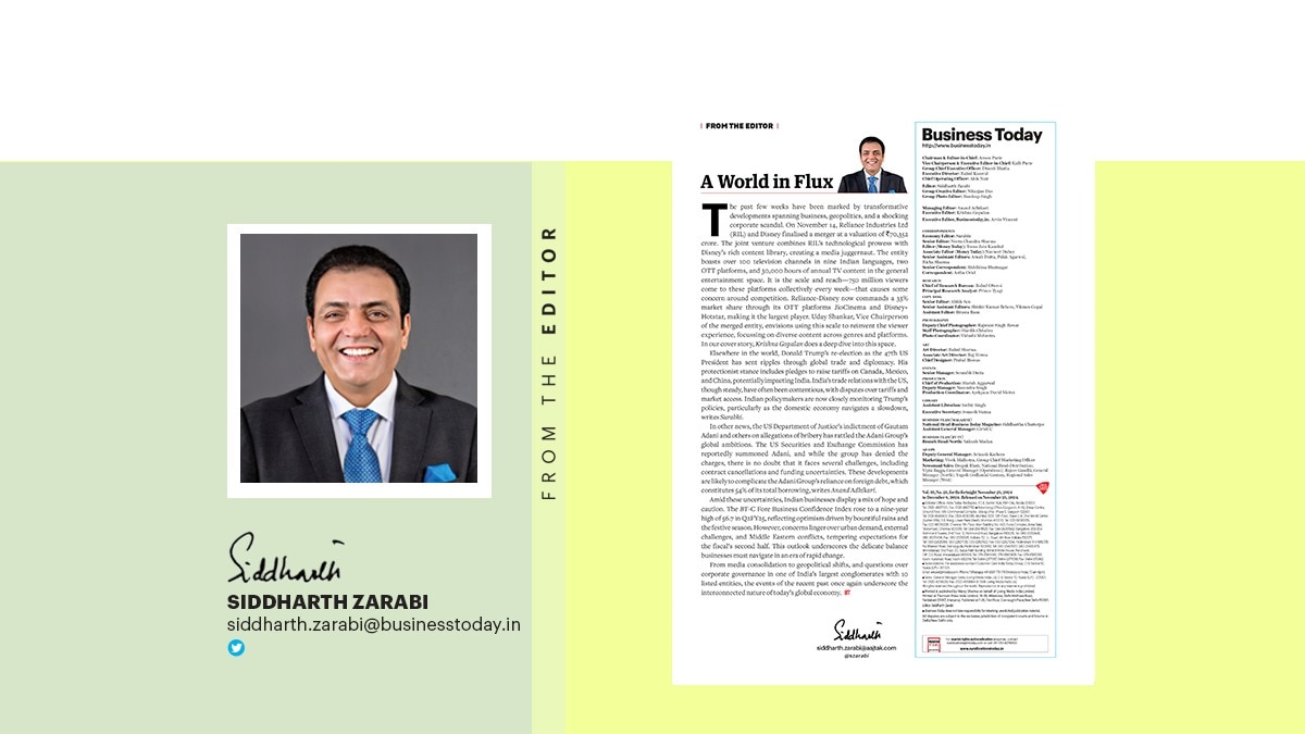 Reliance-Disney’s blockbuster merger, Trump’s re-election shockwaves, and Adani’s legal troubles highlight a transformative moment for business and geopolitics, testing India’s resilience in an interconnected global economy. Reliance-Disney’s blockbuster merger, Trump’s re-election shockwaves, and Adani’s legal troubles highlight a transformative moment for business and geopolitics, testing India’s resilience in an interconnected global economy.