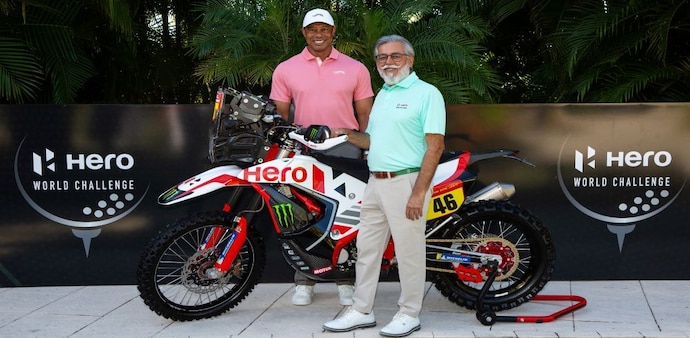 Tiger Woods and Dr Pawan Munjal at the Hero World Challenge press conference at Albany, the Bahamas, on Tuesday. Image courtesy HWC. Tiger Woods and Dr Pawan Munjal at the Hero World Challenge press conference at Albany, the Bahamas, on Tuesday. Image courtesy HWC.