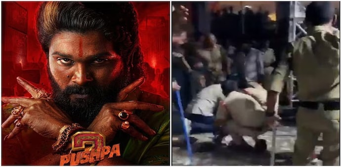 Photos of Allu Arjun and stampede. Photos of Allu Arjun and stampede.