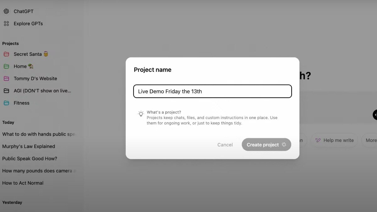 Projects in ChatGPT Projects in ChatGPT