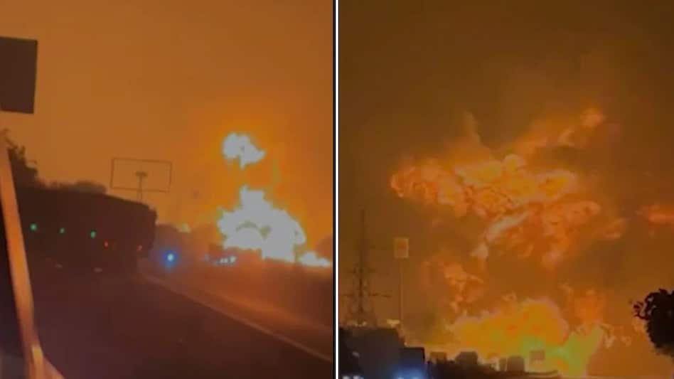 Efforts were underway to control the fire that broke out at a fuel station in Jaipur. (Photo: Screengrab) Efforts were underway to control the fire that broke out at a fuel station in Jaipur. (Photo: Screengrab)